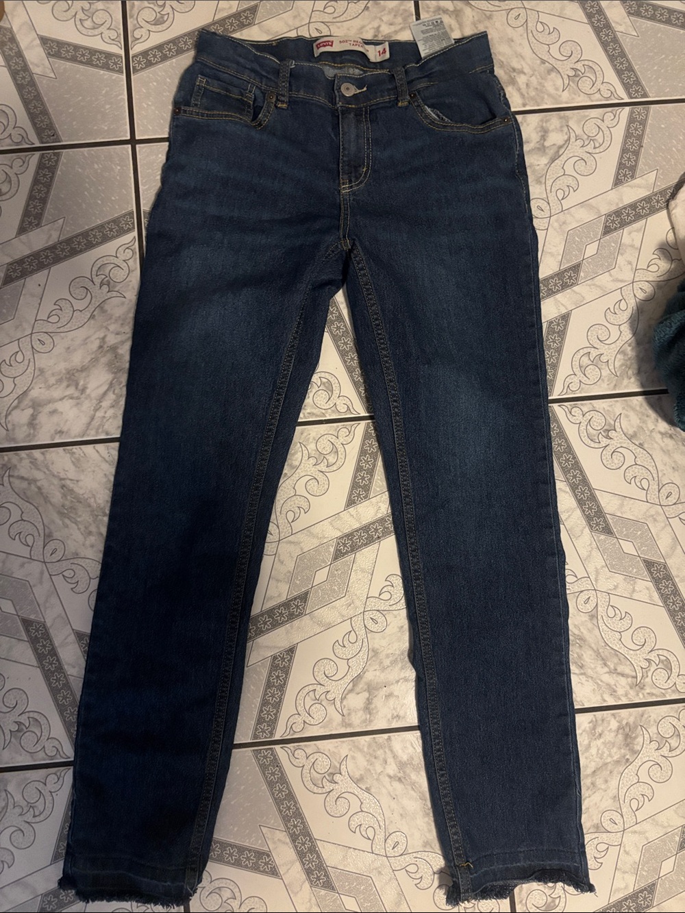 Boys Dark Blue Levi 502 Regular Taper Jeans